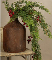 #G224969 Soft Cedar & Red Berry 27In Hanging Bush