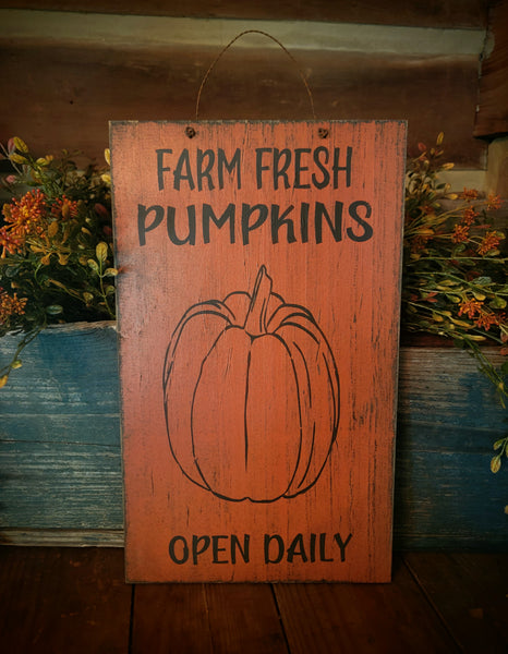 #WHFF "Farm Fresh Pumpkins" Wood Sign On Wire MADE IN THE USA!