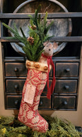 #2WSM Woven Stocking With Mouse & Greens By RUGGED CHIC COLLECTION