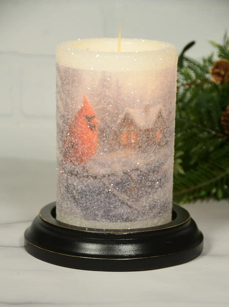 #6VP-WDC/GD  Wooded Day Cardinal - Gumdrop Candle Sleeve