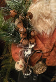 #FZ25 HOLLY SCHMIDT "Fuzzy Ember Coat Santa With Stocking, Snowman Ornament & Time Piece" ONE OF A KIND