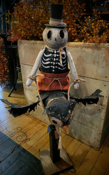 #RC-F251 RUGGED CHIC Skeleton Guy Riding Owl