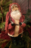 #SKS-HG  Handmade Clay Face Santa With Burlap Sack By HOLLY SCHMIDT