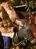 #67HS Primitive Santa Riding Pull Toy Donkey By HOLLY SCHMIDT