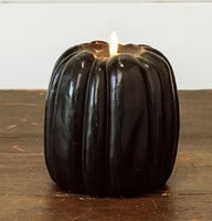 #NY236451 Primitive Black 3D Flame 6.5 Inch Tall Pumpkin Candle - 6Hr Timer