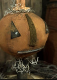 #ZK1  Primitive "ZEEK" Pumpkin Head By Dawn's Attic Treasures