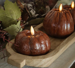 #NY236428  Primitive Bronze 3D Flame 3 Inch Short Pumpkin - 6Hr Timer