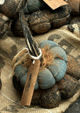 #BLCOCO Grungy Blue "Cocoa Bean Burlap Bag" Pumpkin Stack By MOSES ALLEN COLLECTION