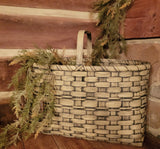 #TOTE-XL Primitive Extra Large Tote Basket With Wood Handle - Taupe Over Black