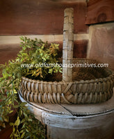 #LMB-1 Primitive "Brown" Pie Basket With Woven Handle MADE IN THE USA!