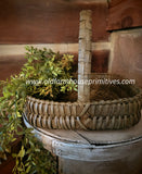 #LMB-1 Primitive "Brown" Pie Basket With Woven Handle MADE IN THE USA!