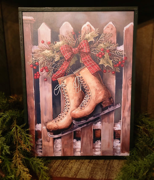 #SK1136 "Winter Skates" 11X16In Framed Print MADE IN AMERICA!