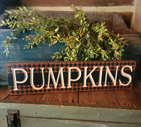 #184455  "PUMPKINS" Wood Sign