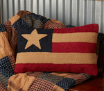 #56747  Patriotic Patch Flag Hooked Pillow 14x22In
