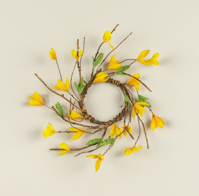 #2251 Yellow Forsythia 8 Inch Candle Ring – Old Farmhouse Primitives