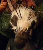 #RD-PT HOLLY SCHMIDT "Clay Face Santa Riding Reindeer Pull Toy" ONE OF A KIND