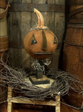 #ZK1  Primitive "ZEEK" Pumpkin Head By Dawn's Attic Treasures
