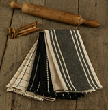 #6509  Set of 3 Black & Cream Kitchen Towels