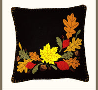 #PL840002  14In Fall Leaves Black Pillow