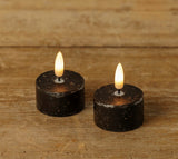 #NY236556  Set of 2 3D Flame Black Tealight Candles