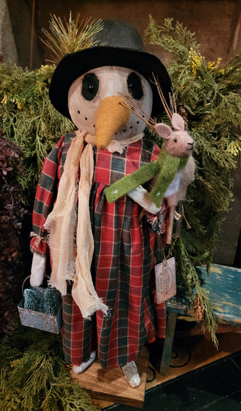 #DSG "Snow Girl" Holding Needle Felted Reindeer By RUGGED CHIC COLLECTION