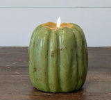 #NY236454  Primitive Green 3D Flame 6.5 Inch Pumpkin Candle - 6Hr Timer
