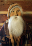 #A268 2026 Signed ARNETT'S Wool Plaid Cloak Santa Holding A Lantern & Tree