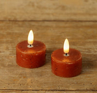 #NY236555  Set of 2 3D Flame Bronze Tealight Candles