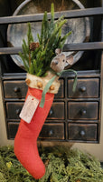 #1RSM Red Stocking With Mouse & Greens By RUGGED CHIC COLLECTION