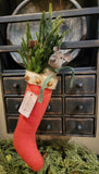#1RSM Red Stocking With Mouse & Greens By RUGGED CHIC COLLECTION