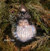 #HS-CH6 Handmade Chalkware Belsnickel Bust by Holly Schmidt