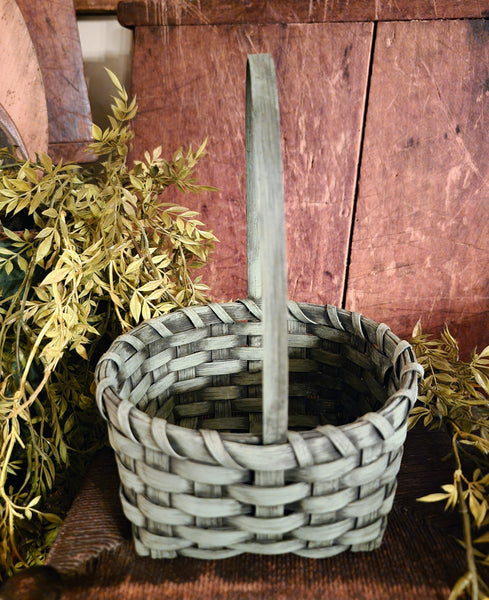 #PB-SBB Primitive "Pewter Blue" Square Bottom Berry Basket