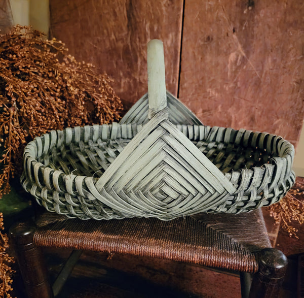 #S7-PBSM Primitive Distressed "Pewter Blue" Short Melon Basket MADE IN THE USA!