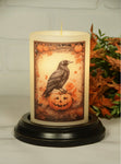 #6VP-SF-HC/AV "Spooky Fall Halloween Crow" - Antique Vanilla 6In Wax Candle Sleeve