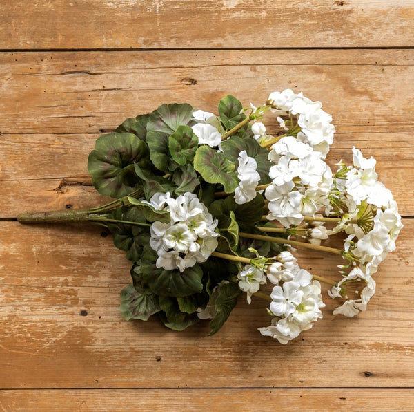 #G191300 19.5In White Geranium Bush – Old Farmhouse Primitives