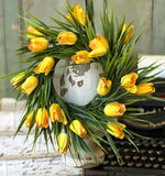 #8639 Teeny Tiny Yellow Tulip 4In Candle Ring