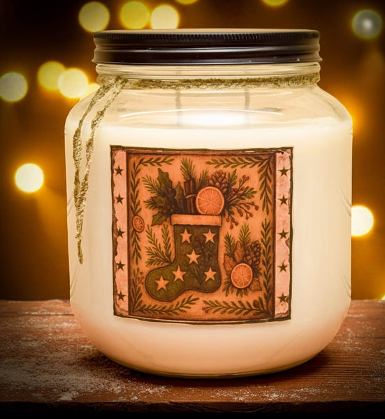 #SC64 "Spruce and Citrus Stockings" 64oz Soy Jar Candle