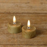 #NY236552  Set of 2 3D Flame Green Tealight Candles