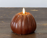 #NY236440 Primitive Bronze 3D Flame 4 Inch Tall Pumpkin Candle - 6Hr Timer