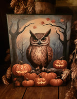 #HGC-1133 "Halloween Owl" 8 x10 Canvas Print