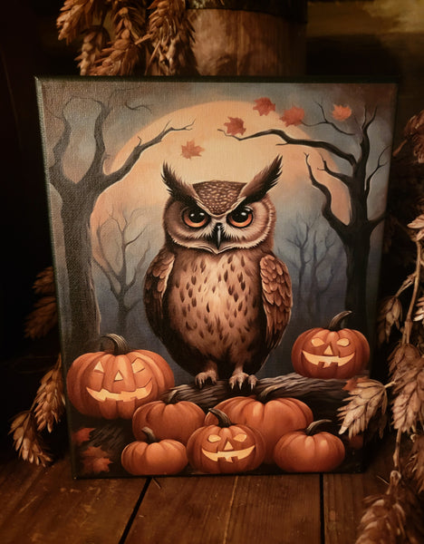 #HGC-1133 "Halloween Owl" 8 x10 Canvas Print