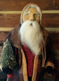 #A271 2026 Signed ARNETT'S Wool Plaid Cloak Santa Holding A Lantern & Tree