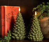 #NY236682  6In Green 3D Flame Balsam Tree Candle