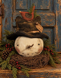 #SNHD Primitive Snowman Head On Base By Dawn's Attic Treasures