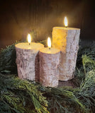 #6BR-GER "Real Bark" 6In Tall Flameless Pillar