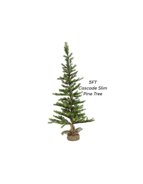 #XX2265 Primitive 5FT Cascade Slim Pine Tree With Burlap Base