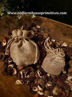 #PBBSPL Primitive Large Burlap Bag Filled "Colonial Spice" Scented Potpourri