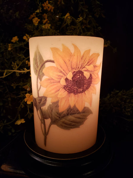 #CRDS15 Primitive Vintage "Single Sunflower" Wax Candle Sleeve (Made In USA)