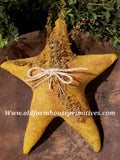 #PACH149 Primitive Painted Small "Mustard Star" With Sweet Annie (Made In USA)