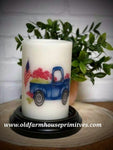 #CRDCS8 Primitive Americana "Seasonal Truck" USA Vanilla Wax Candle Sleeve (Made In USA)